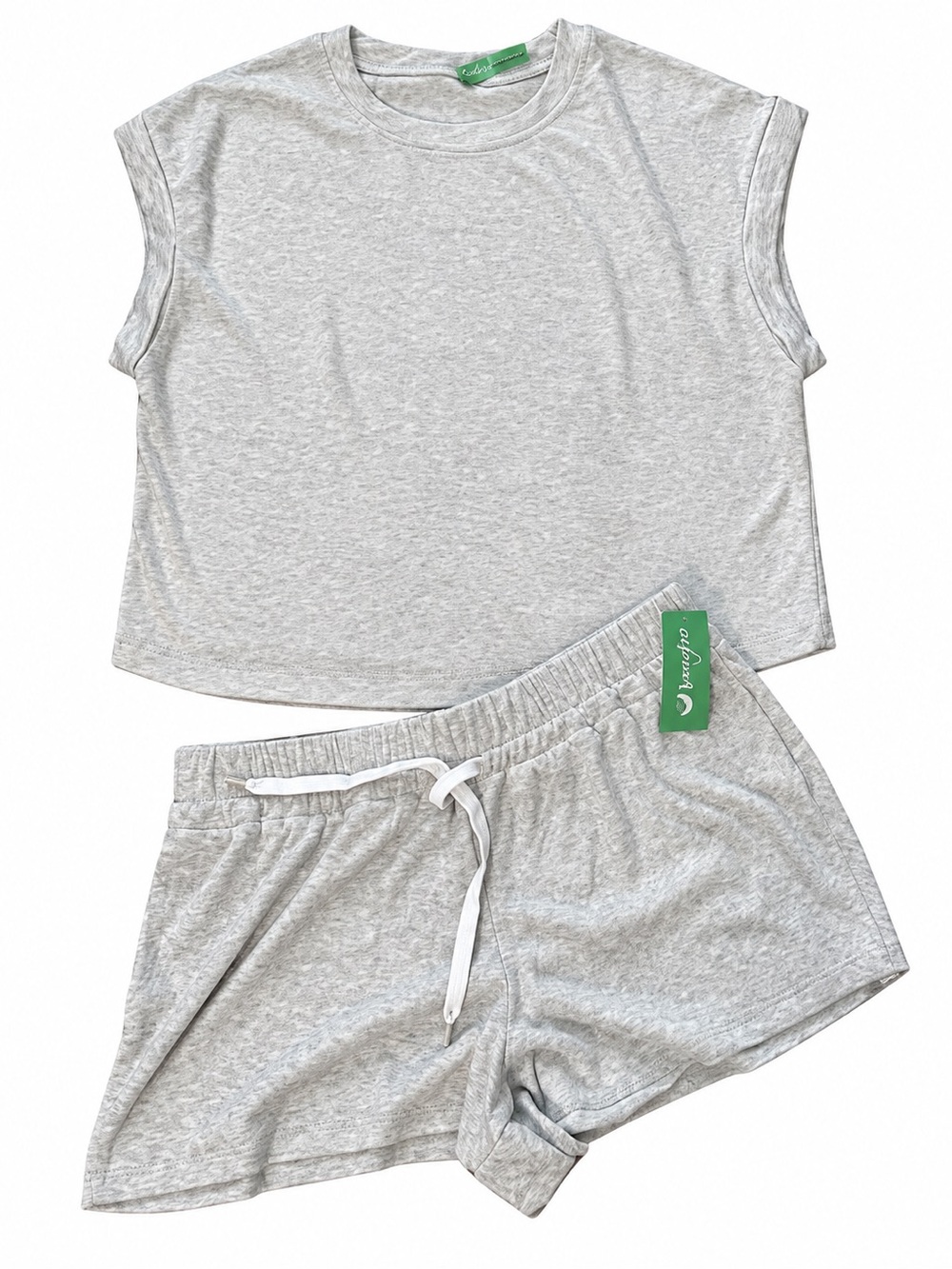 Honeydew Intimates 2 Piece Lounge Set White Heather Soft Rayon Top Shorts S NWT